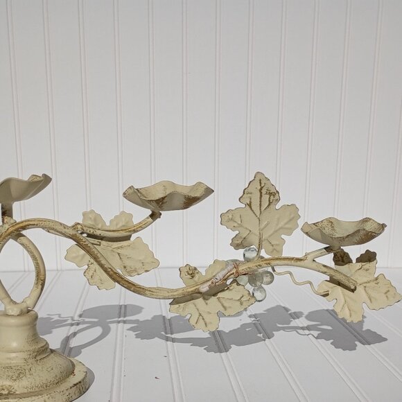 Italian Tole Iron Candelabra 5-arm Grape Leaves Votive Candle Holder Centerpiece - Picture 11 of 16